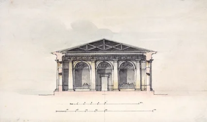 Querschnittsansicht der Reitställe in Zarskoje Selo, 1792